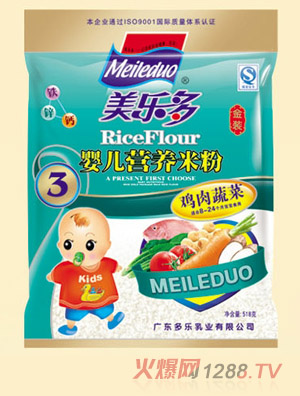 美多樂袋裝雞肉蔬菜嬰兒營(yíng)養(yǎng)米粉3段