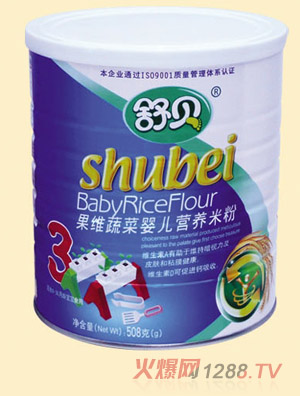 舒貝聽裝果維蔬菜嬰兒營(yíng)養(yǎng)米粉3段