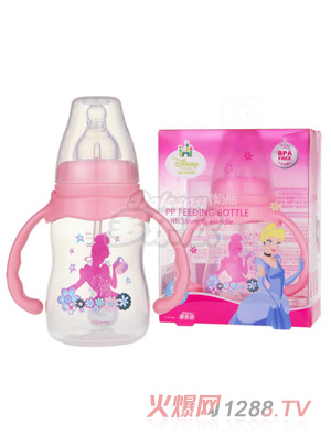 迪士尼寶寶標(biāo)口徑手柄自動吸管奶瓶（小號）140ml